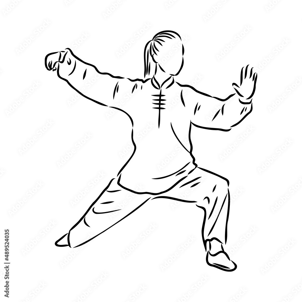 Vector illustration of a guy performing tai chi and qigong exercises Vector illustration of a guy performing tai chi and qigong exercises