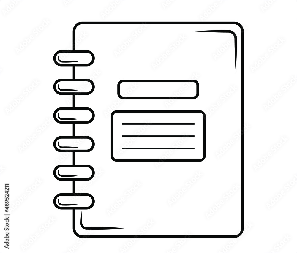 copybook illustration in black and white color. notepad icon. Closed brochure vector icon copybook illustration in black and white color. notepad icon. Closed brochure vector icon