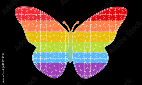 Autism Logo Design Butterfly Illustration and colorful design Black background.