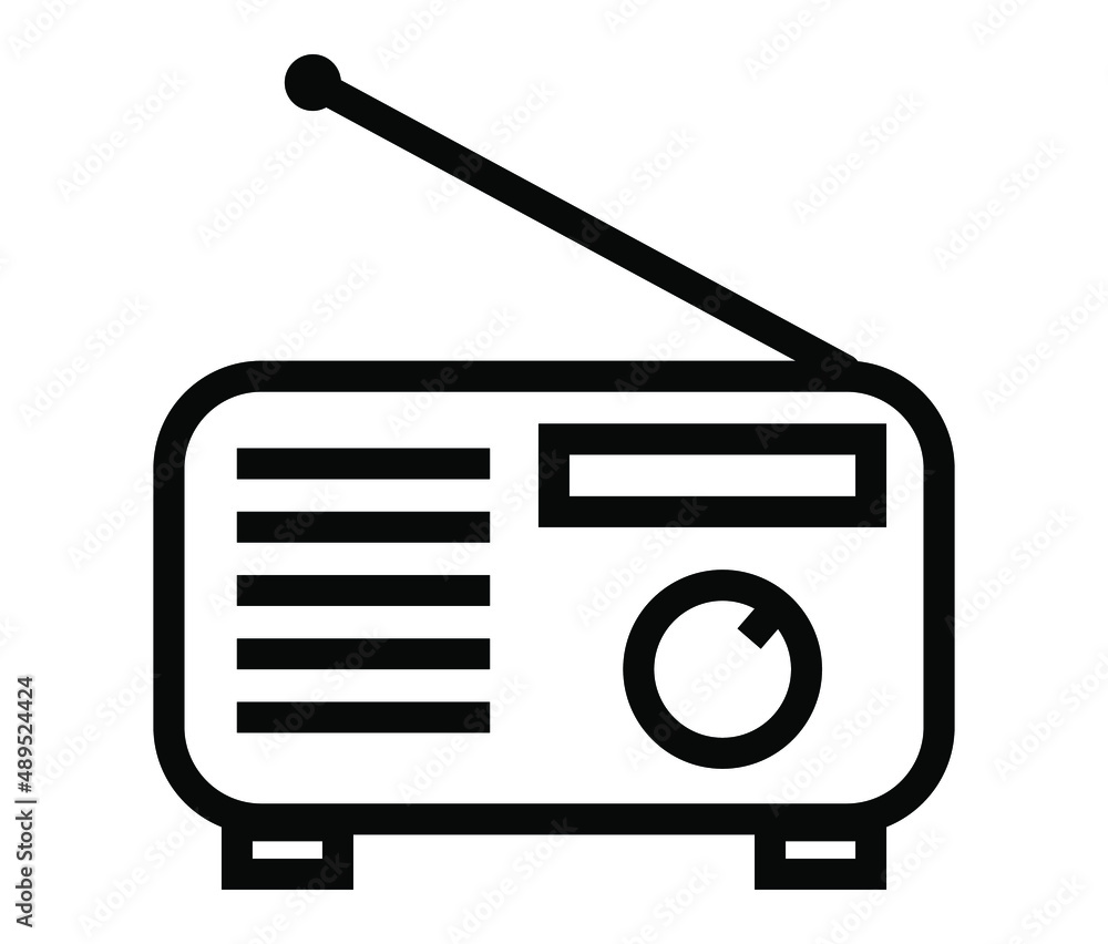 Old radio vector icon. Black and white radio icon outline illustration. Old radio vector icon. Black and white radio icon outline illustration.