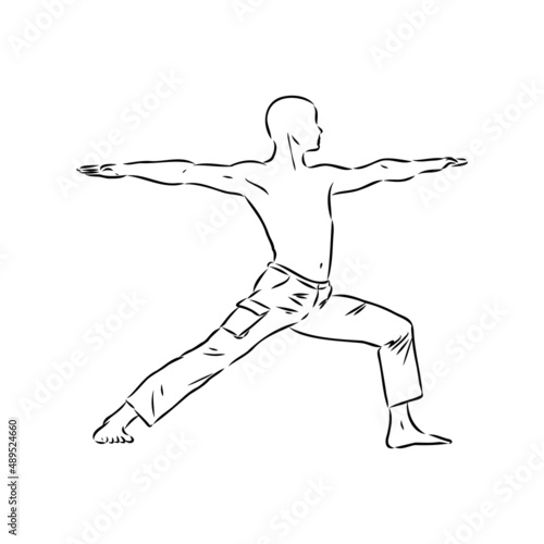 Vector illustration of a guy performing tai chi and qigong exercises