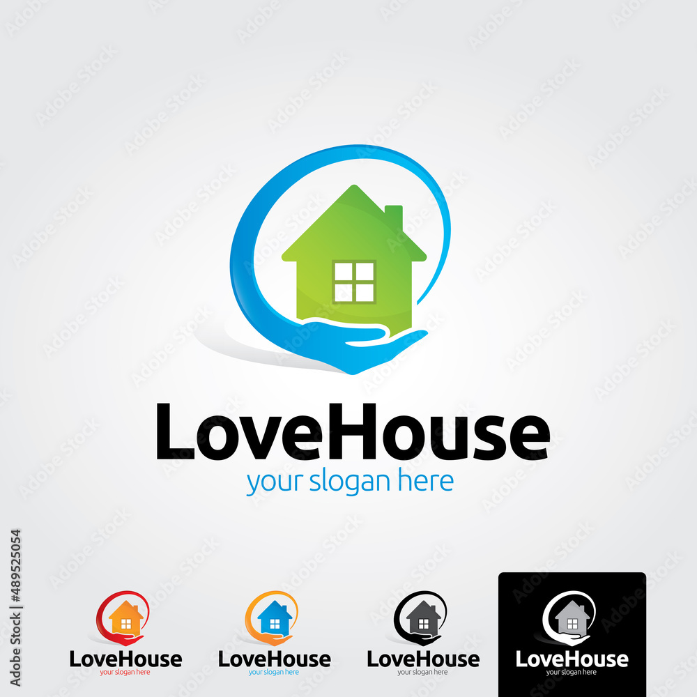 Love house logo template - vector