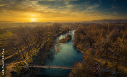 sunset over the river