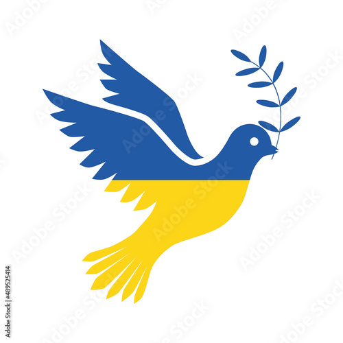 Fotografiet Flag of Ukraine in the form of a dove of peace