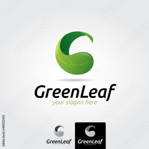 Green leaf logo template - vector