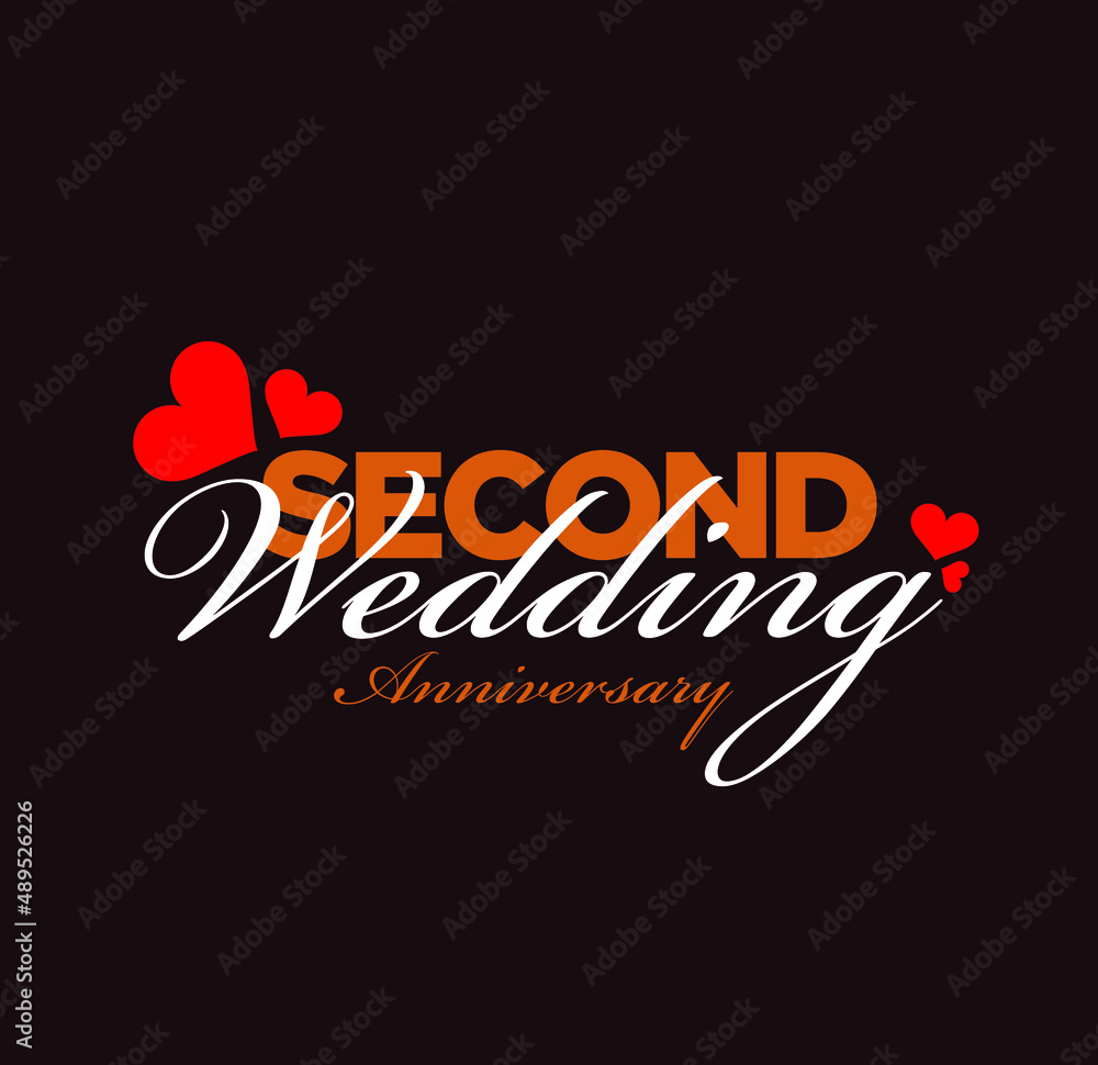 Obraz premium Second Wedding Anniversary greetings card.Second Wedding Anniversary greetings.