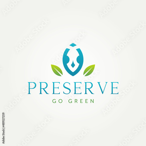 preserving plants minimalist icon logo template vector illustration design. simple nature protect, ecological, go green logo concept