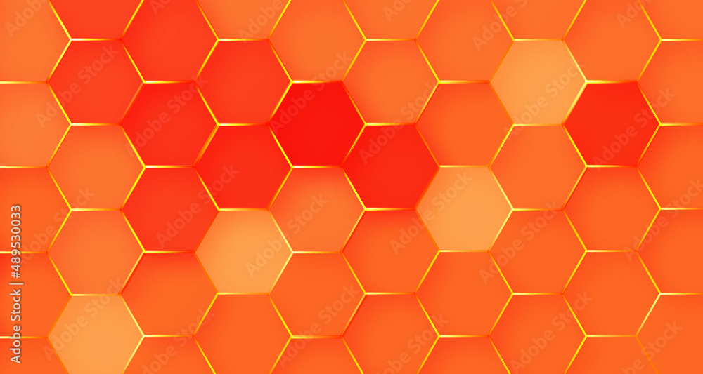 Seamless pattern with hexagons. Technology concept 3d honeycomb orange hexagon background with geometric shapes, modern hexagon background for decoration, book cover, template and construction. Seamless pattern with hexagons. Technology concept 3d honeycomb orange hexagon background with geometric shapes, modern hexagon background for decoration, book cover, template and construction.