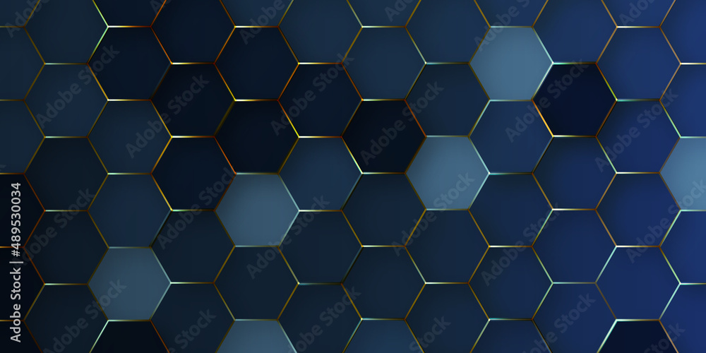 Vecteur Stock Blue hexagonal mesh background. Technology concept 3d  honeycomb blue hexagon background with geometric shapes, modern hexagon  background for decoration, book cover, template and construction. | Adobe  Stock