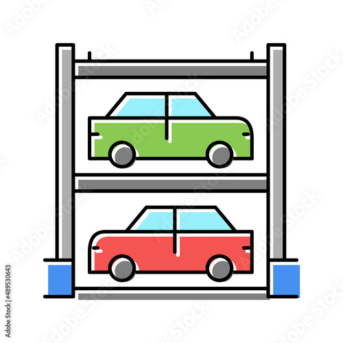 multilevel automobile parking color icon vector illustration