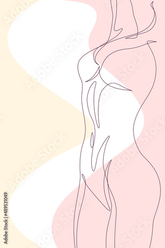 1270_Beautiful nude womans body  continuous line drawing art_B