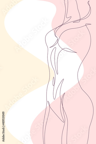 1270_Beautiful nude womans body, continuous line drawing art_B