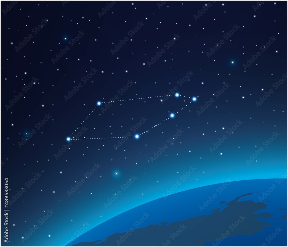 Constellation Telescopium with planet in deep space Constellation Telescopium with planet in deep space