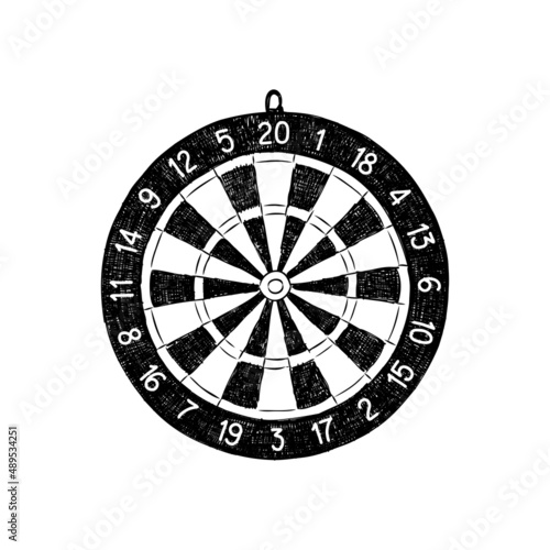 Darts and arrow illustration, drawing, engraving, ink, line art, vector