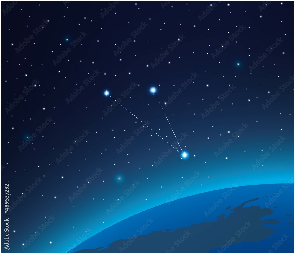 Fototapeta premium Constellation Sextans with planet in deep space 