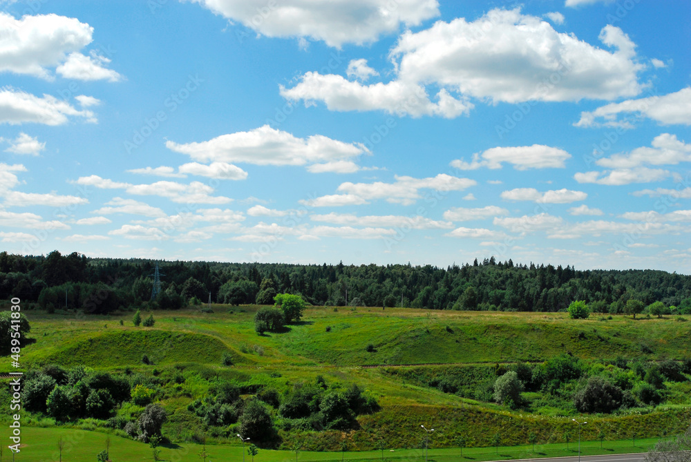 landscape panorama forest fiels and blue sky landscape panorama forest fiels and blue sky