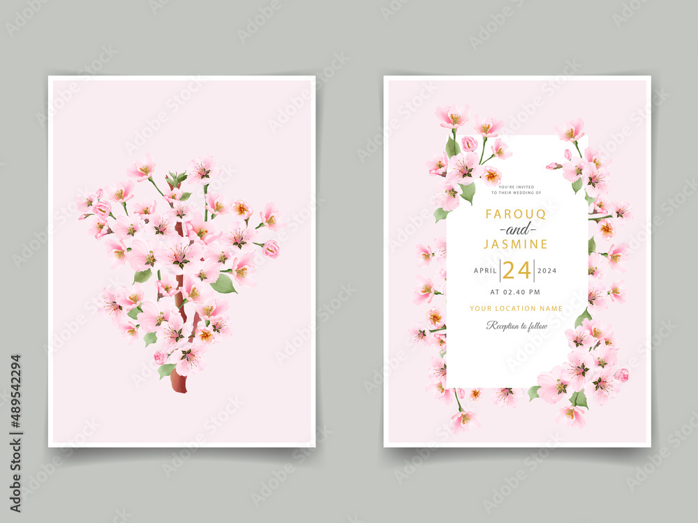 Elegant floral watercolor wedding invitations card