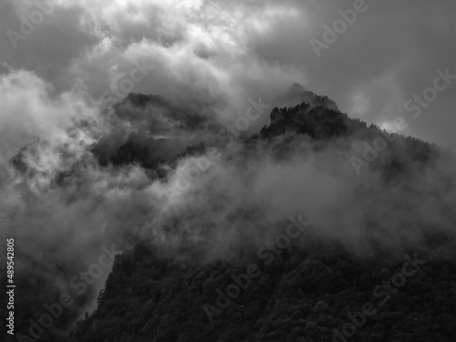 Pyrenees mountain cloud BW