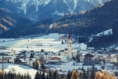 town in the Alps in winter landscape photo