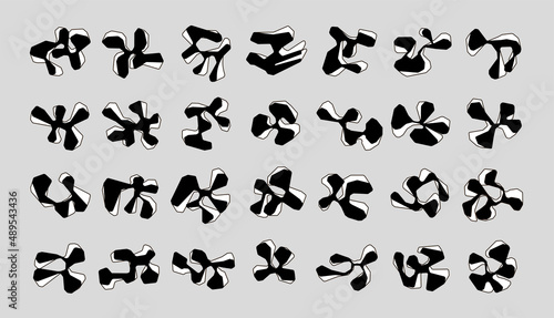 Set of vector doodle objects, abstract unusual shape