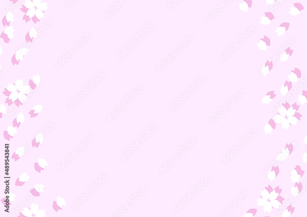 桜吹雪　フレーム　イラスト　ピンク