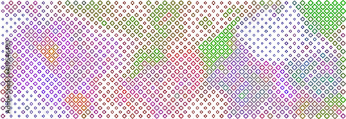 Technology halftone colorful geometric texture background. Spotted vector abstract overlay. Futuristic pattern for web design, advertisment banners, comic books, manga, posters, pakaging.