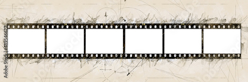Sketch of a Six pictures Film strip texture with blank space