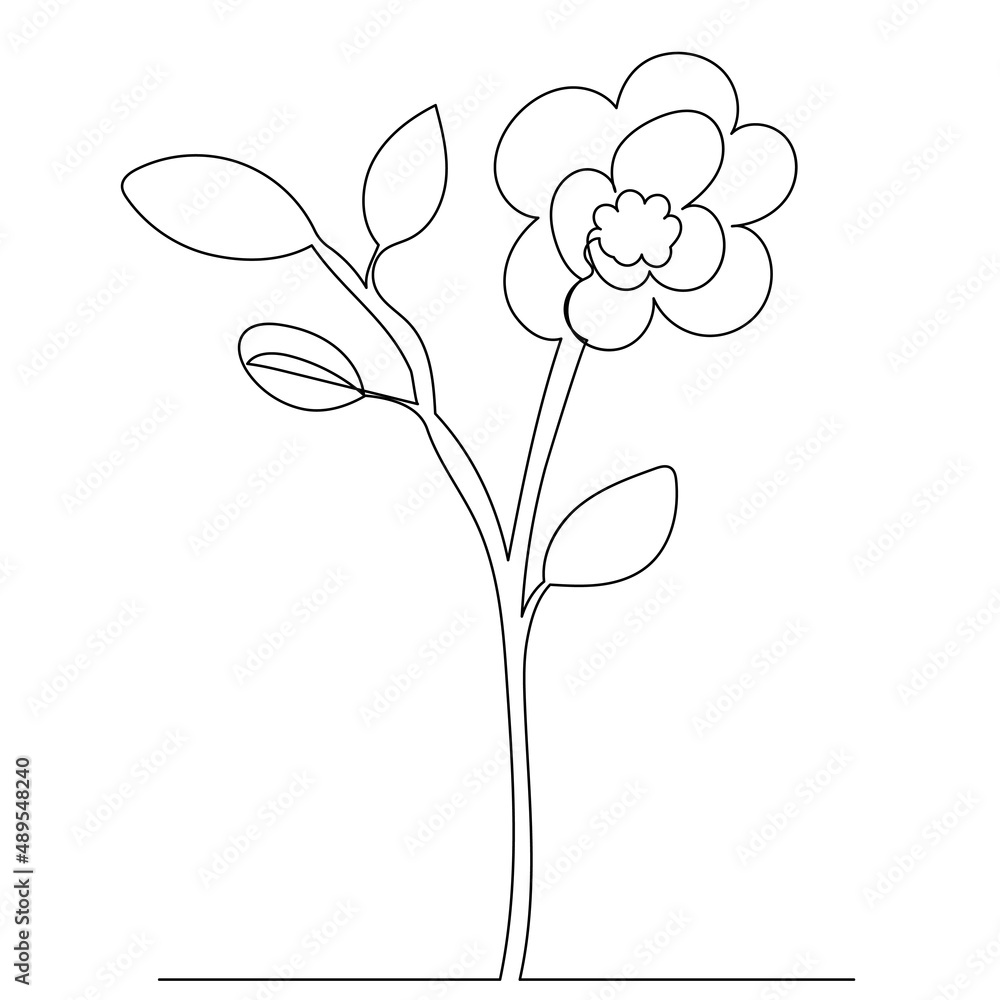 flower drawing by one continuous line