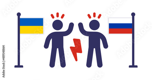Russian vs Ukrainian conflict icon isolated on white background.