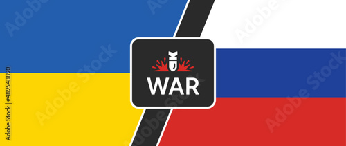 The war between Russia and Ukraine war flags icon vector.
