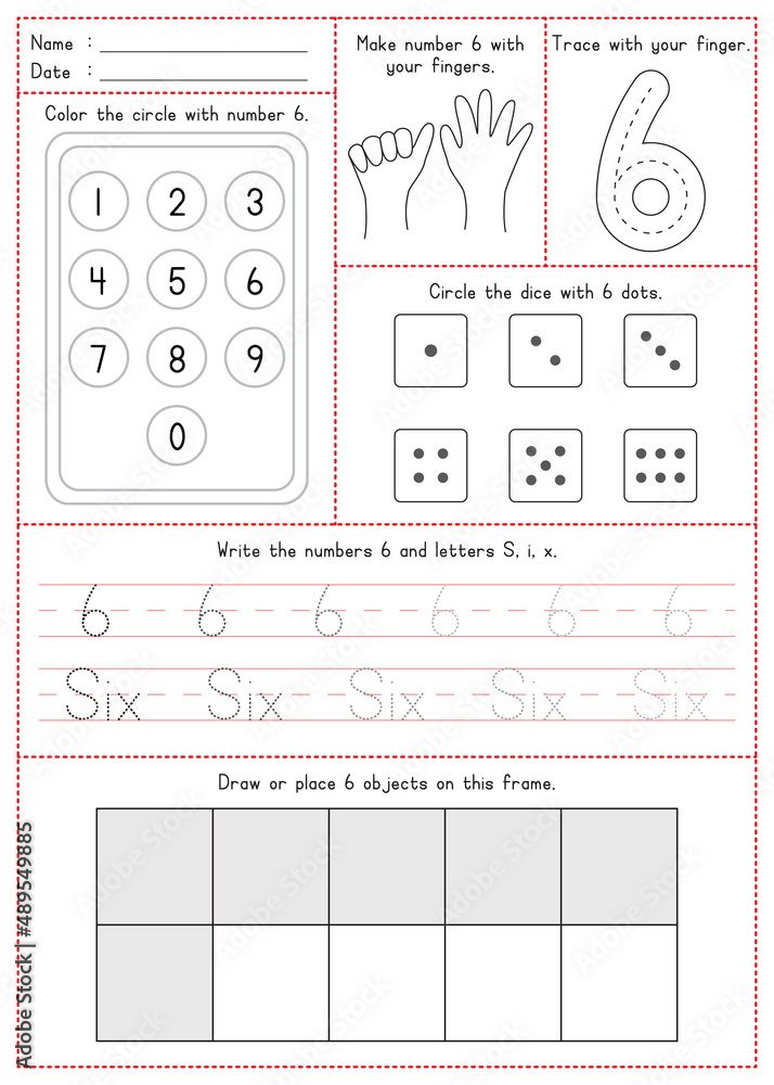 LEARN THE NUMBER 6 visual data 5