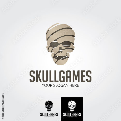 Skull game logo template - vector