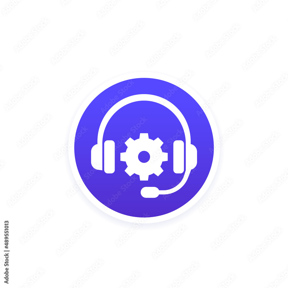 support service icon with headset, vector support service icon with headset, vector
