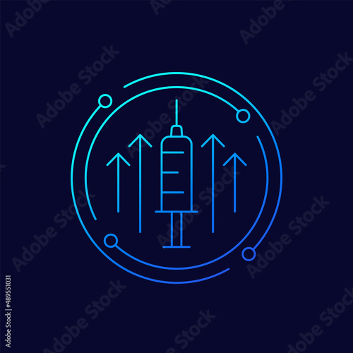 vaccine booster dose line vector icon