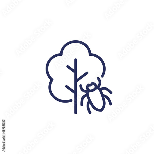 tree beetle icon, line vector