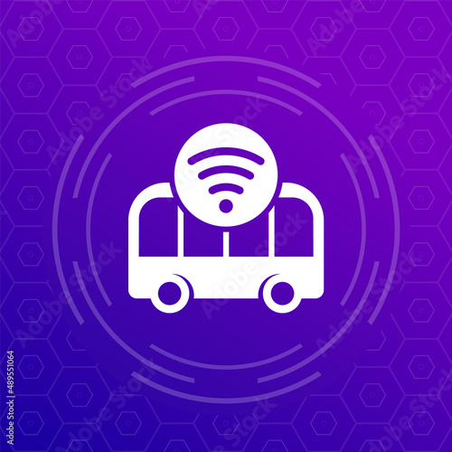 autonomous shuttle bus icon, vector
