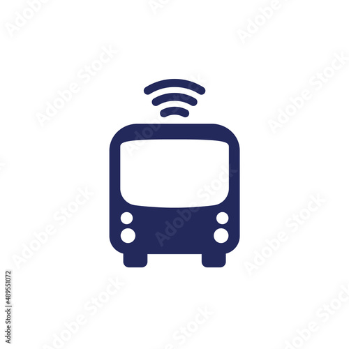 autonomous shuttle bus icon, driverless transport vector