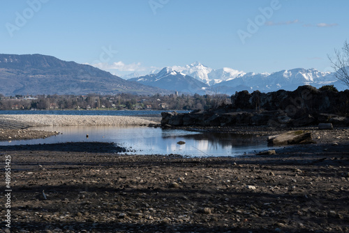 le Mont-Blanc depuis l'embouchure de la versoix photo