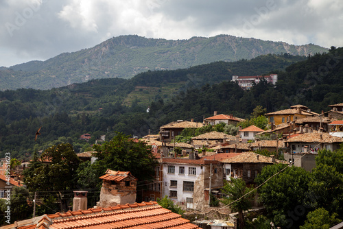 Buldan town view with old Anatolian houses 