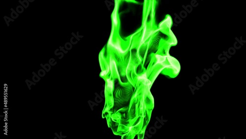 Green Flame Magic Effect in 3D Rendered Slow Motion photo