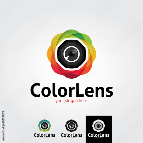 Color lens logo template - vector