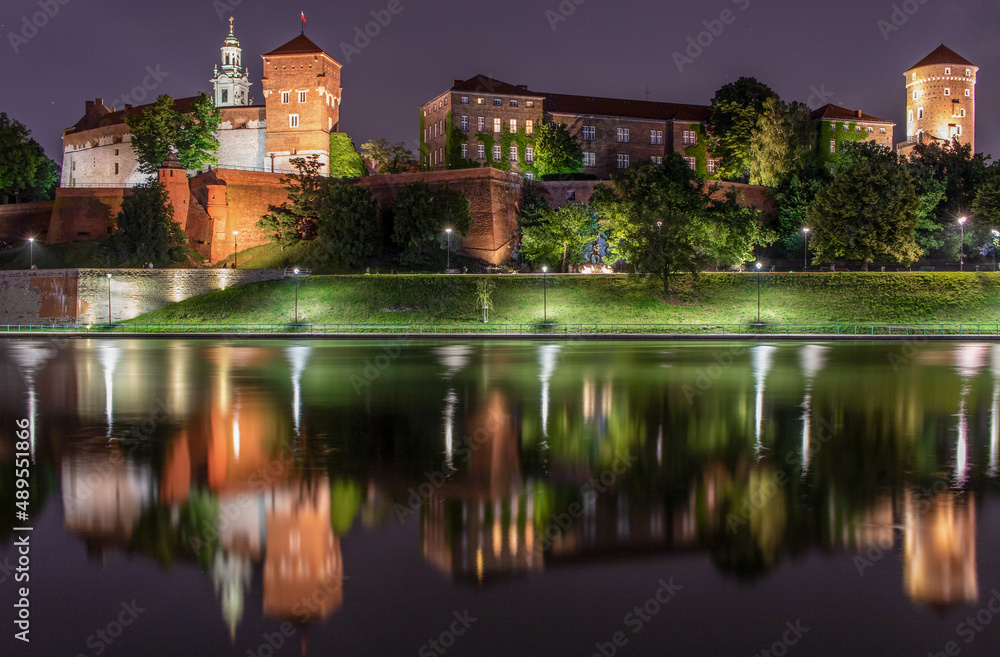 Krakow, Poland - nearly 1000 years old and part of the Unesco World Heritage Old Town Krakow, the Wawel Castle is a wonderful example of several architectural styles. Here the castle at night Krakow, Poland - nearly 1000 years old and part of the Unesco World Heritage Old Town Krakow, the Wawel Castle is a wonderful example of several architectural styles. Here the castle at night