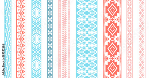 Embroidery ribbon vector patterns, lace seamless border, fashion edge stripes.