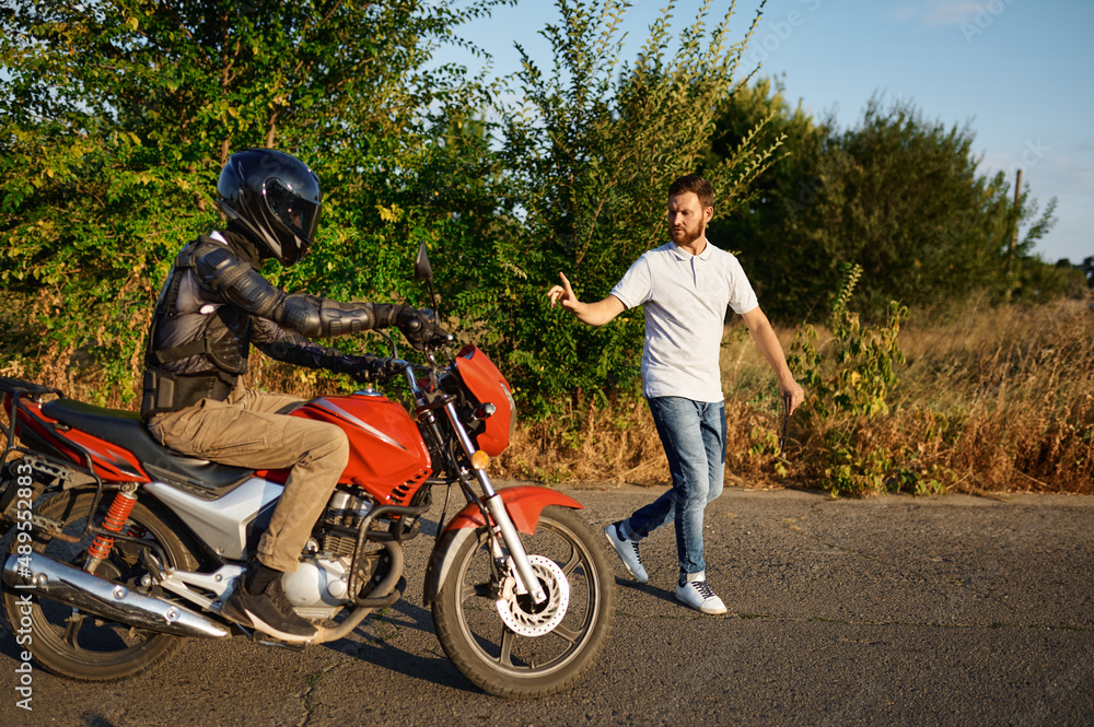 Obraz premium Driving course on motordrome, motorcycle school