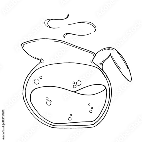 Coffee pot sketch drawing. Vector illustration of a classic vintage coffee pot.