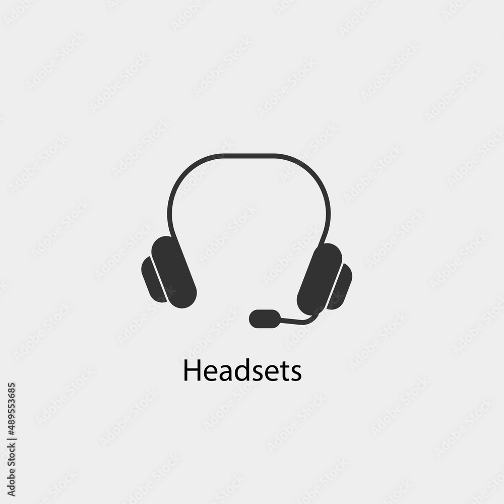 Headsets vector icon illustration sign Headsets vector icon illustration sign