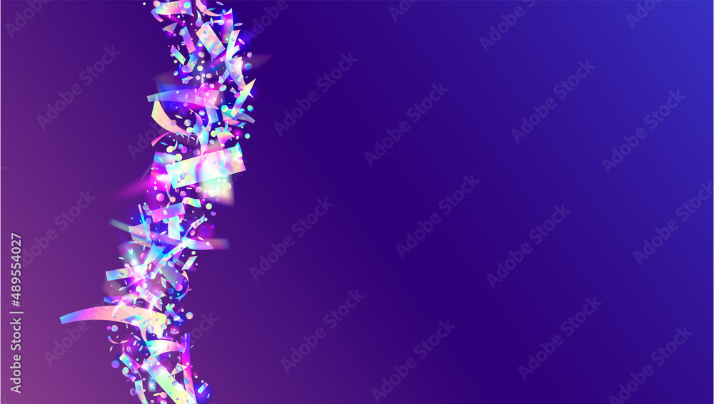 Cristal Background. Transparent Glare. Retro Prism. Luxury Foil. Fantasy Art. Blue Disco Effect. Blur Celebrate Illustration. Light Sparkles. Violet Cristal Background