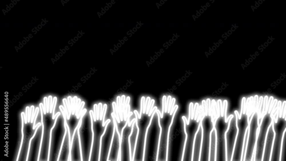 Waving hands seamless looped animation. Hand drawn glowing line art on white background. Waving hands seamless looped animation. Hand drawn glowing line art on white background.