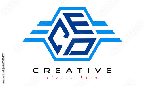 CET three letter monogram type letter logo with wings vector template.