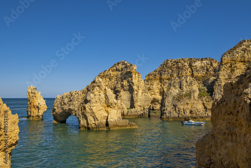 Cliff and rocks at Ponta da Piedade, Algarve, Portugal.